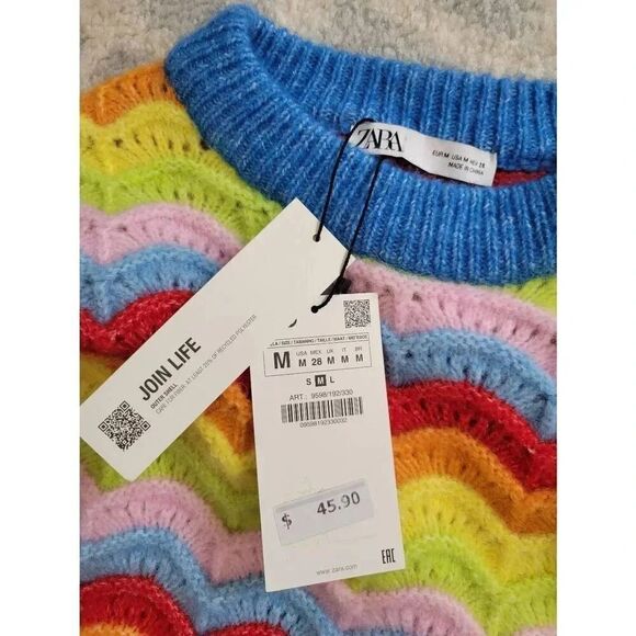 Zara Rainbow Sweater Vest M NWT - Picture 5 of 5